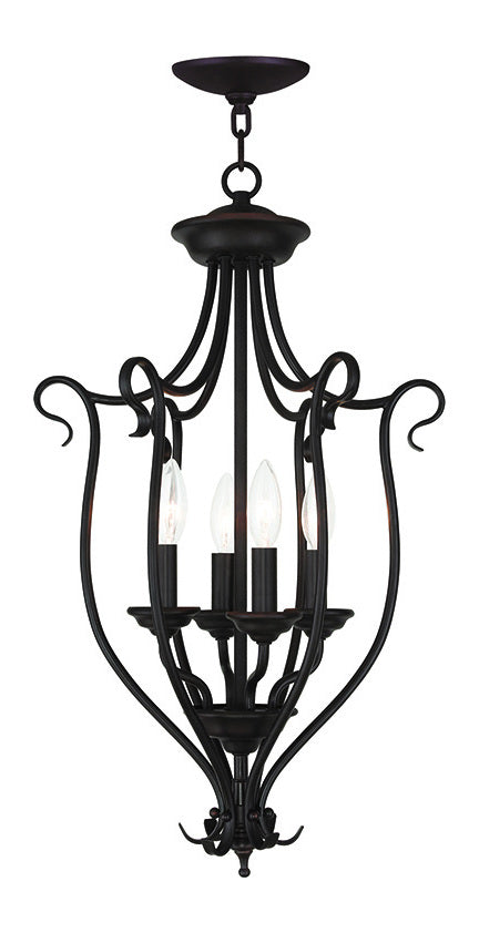 Bronze  4 Light 1 Tier Chandelier by Livex Lighting