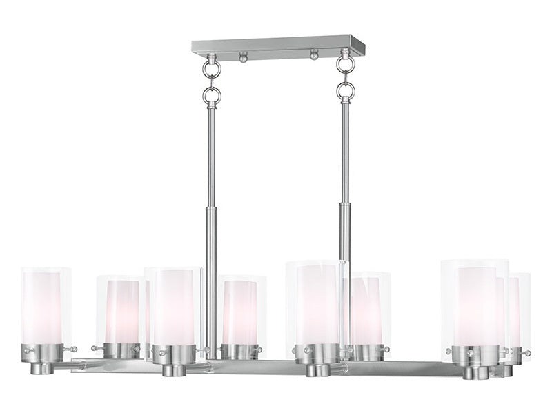 Brushed Nickel  8 Light 1 Tier Linear Chandelier by Livex Lighting