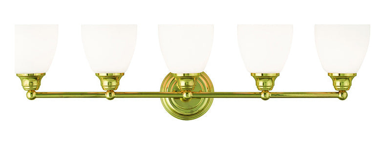 5 Light Polished Brass Bath Light by Livex Lighting