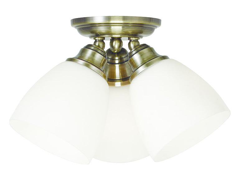 Antique Brass  3 Light Flush Mount Ceiling Fixture by Livex Lighting
