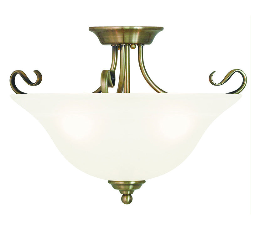 Antique Brass  3 Light Semi-Flush Ceiling Fixture by Livex Lighting