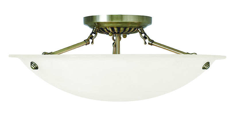 Antique Brass  3 Light Semi-Flush Ceiling Fixture by Livex Lighting
