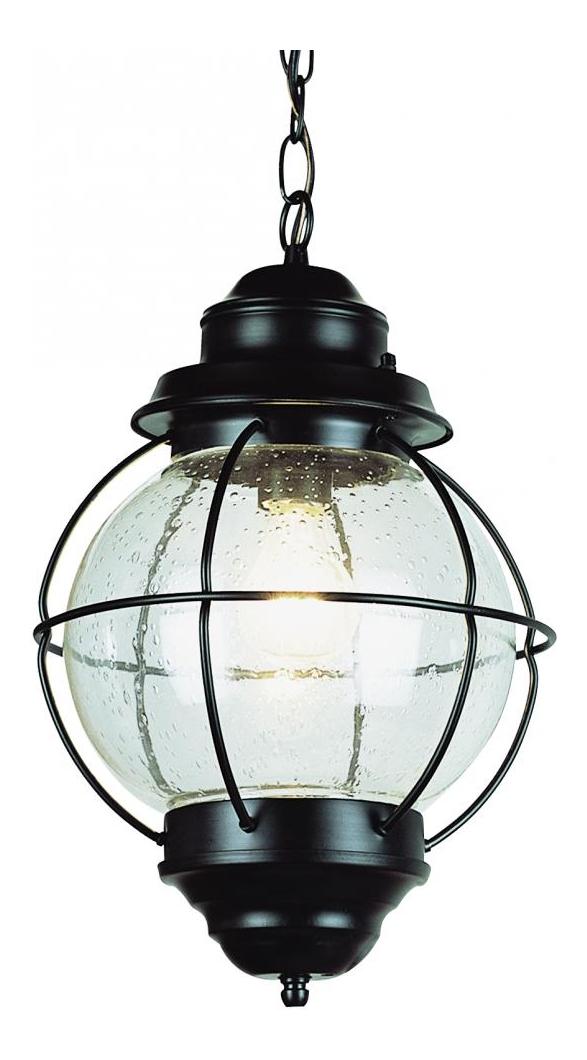 One Light Black Clear Seeded Glass Hanging Lantern by Trans Globe