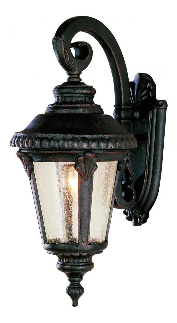 One Light Rust Clear Seeded Glass Wall Lantern by Trans Globe