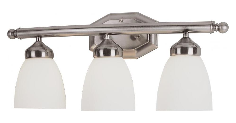 Three Light Brushed Nickel Opal Glass Vanity by Trans Globe