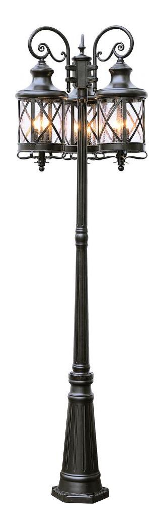 Nine Light Rubbed Oil Bronze Clear Seeded Glass Post Light by Trans Globe