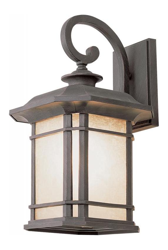 One Light Rust Tea Stained Linen Glass Wall Lantern by Trans Globe