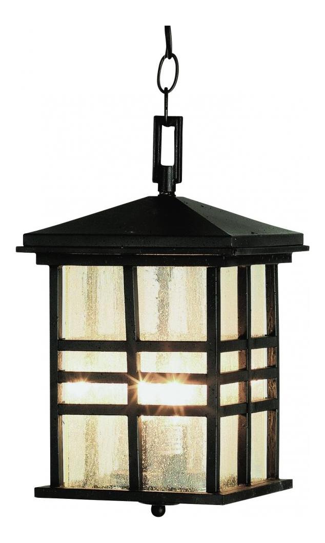 Two Light Black Clear Seeded Rectangle Glass Hanging Lantern by Trans Globe