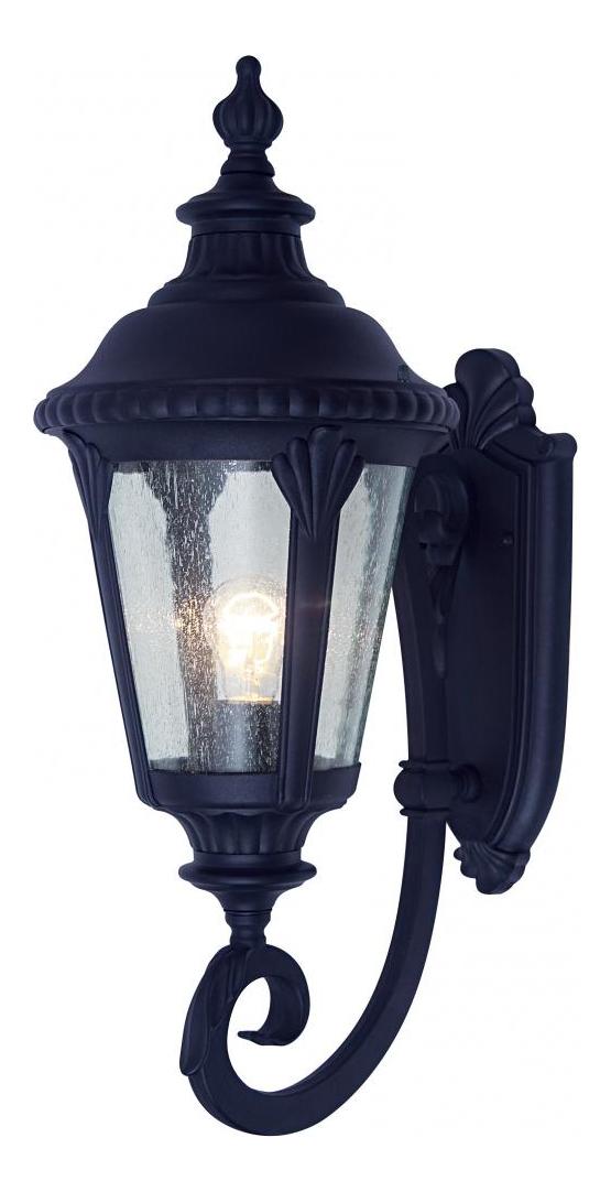 One Light Black Clear Seeded Glass Wall Lantern by Trans Globe