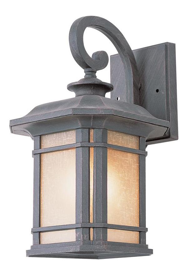 One Light Rust Tea Stained Linen Glass Wall Lantern by Trans Globe