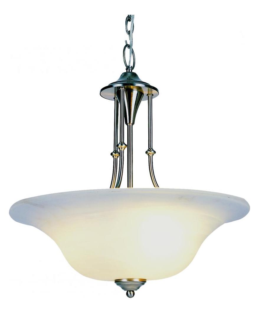 Three Light Brushed Nickel Alabaster Glass Up Pendant by Trans Globe