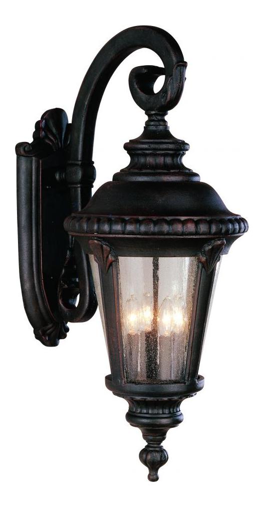 Four Light Rust Clear Seeded Glass Wall Lantern by Trans Globe