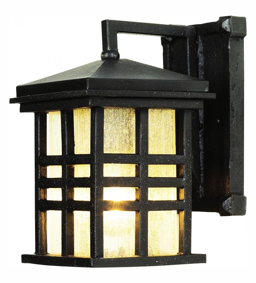 One Light Black Clear Seeded Rectangle Glass Wall Lantern by Trans Globe