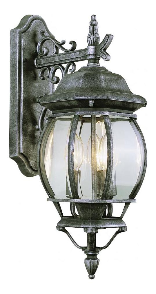 Three Light Black Clear Beveled Glass Wall Lantern by Trans Globe