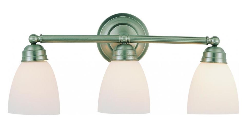 Three Light Brushed Nickel Frosted Glass Vanity by Trans Globe