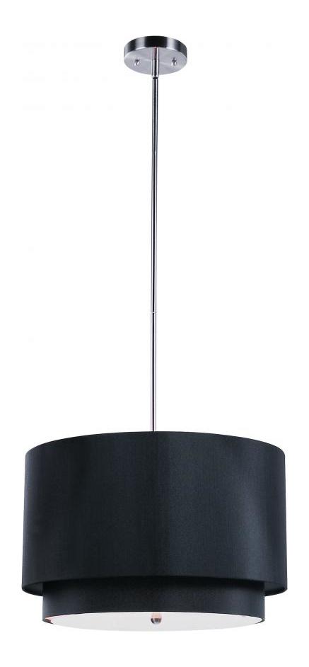 Three Light Brushed Nickel Drum Shade Pendant by Trans Globe