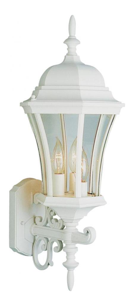 Three Light White Clear Curved Glass Wall Lantern by Trans Globe