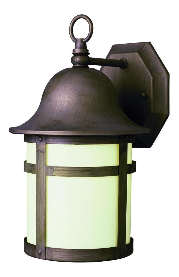 Two Light Weathered Bronze White Frosted Glass Wall Lantern by Trans Globe