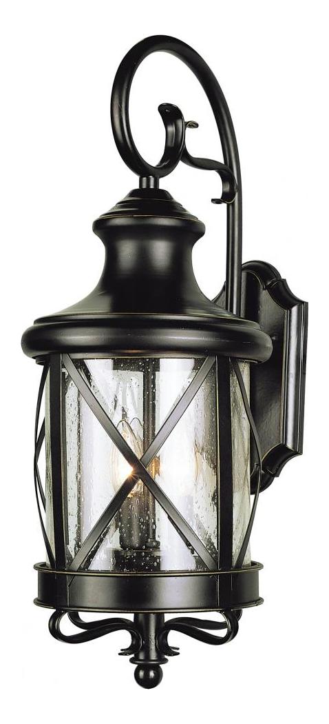 Two Light Rubbed Oil Bronze Clear Seeded Glass Wall Lantern by Trans Globe