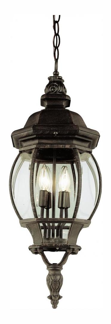 Four Light Rust Clear Beveled Glass Hanging Lantern by Trans Globe