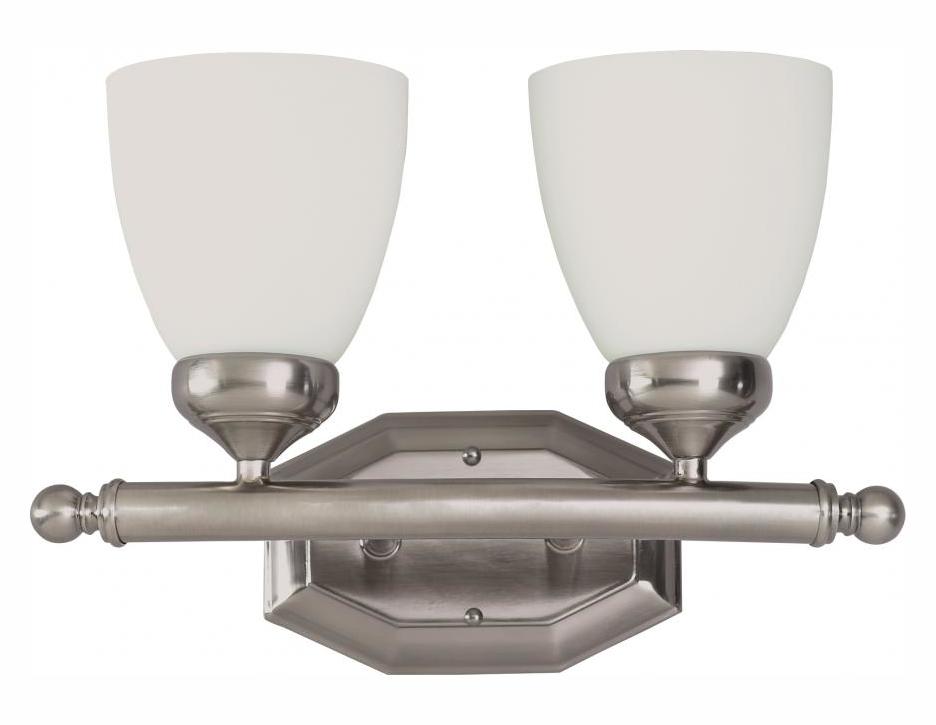 Two Light Brushed Nickel Opal Glass Vanity by Trans Globe