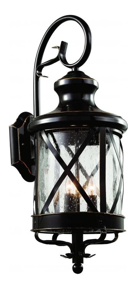 Four Light Rubbed Oil Bronze Clear Seeded Glass Wall Lantern by Trans Globe