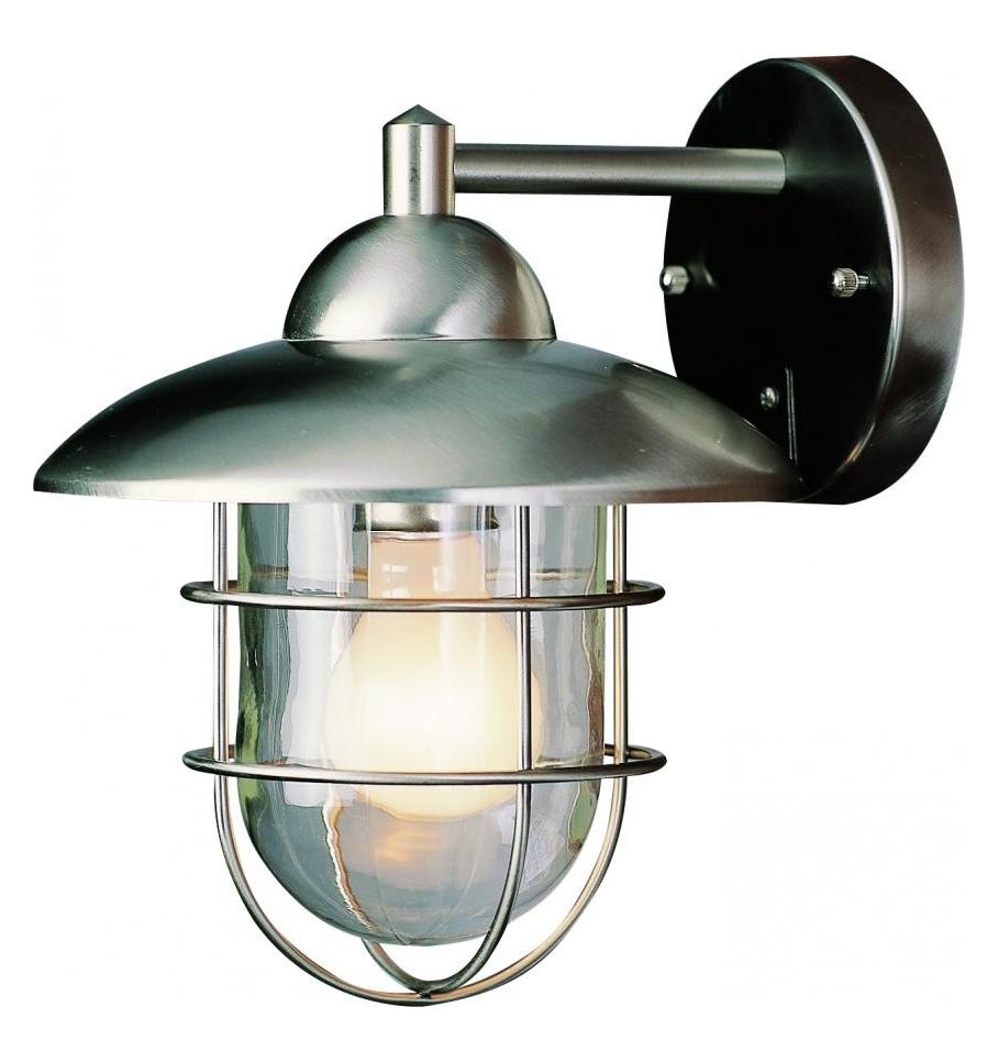 One Light Clear Glass Stainless Steel Wall Lantern by Trans Globe