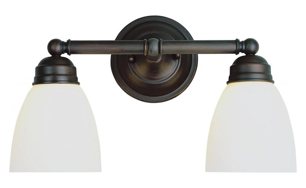 Two Light Frosted Glass Rubbed Oil Bronze Vanity by Trans Globe