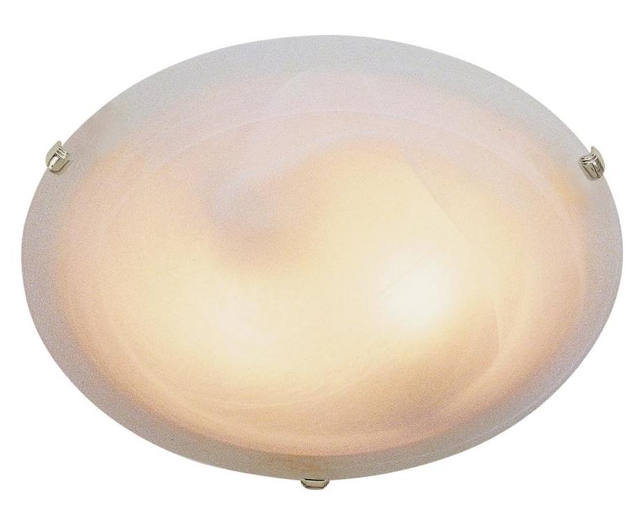 Four Light Brushed Nickel White Marbleized Glass Bowl Flush Mount by Trans Globe