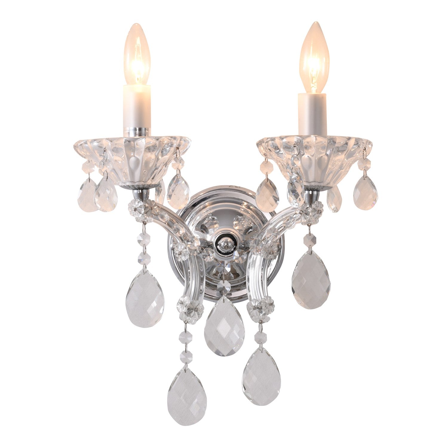 2 Light Wall Sconce Clear Crystal by Bethel