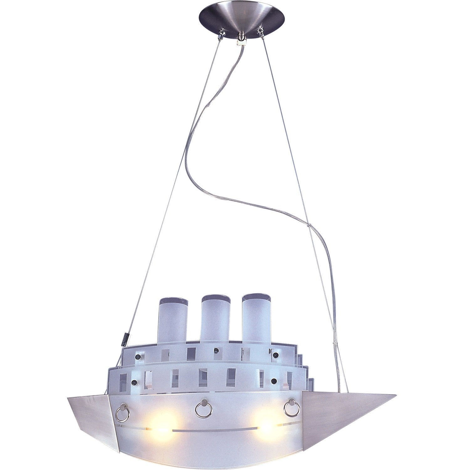 2 Light Nickle Finish Boat Shape Ceiling Fixture by Bethel