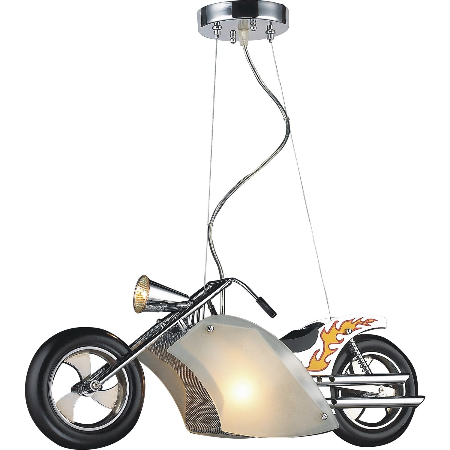 2 Light Yellow/White Motorcycle Ceiling Fixture by Bethel