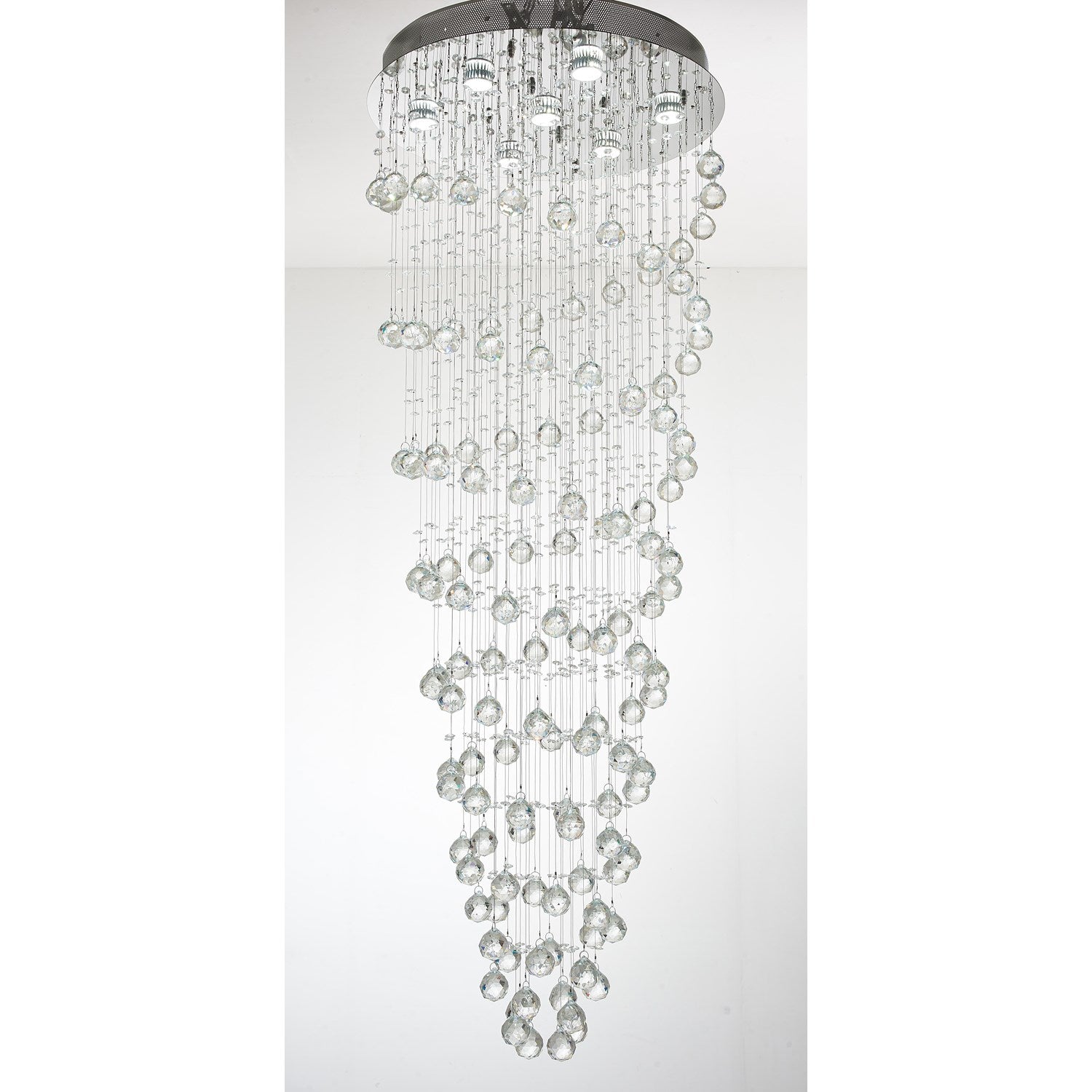 7 Light Clear Crystal Double Spiral Ceiling Fixture by Bethel