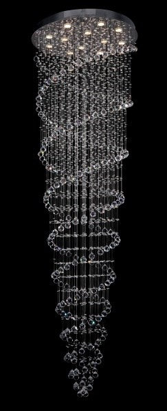 7 Light Clear Crystal Double Spiral Ceiling Fixture