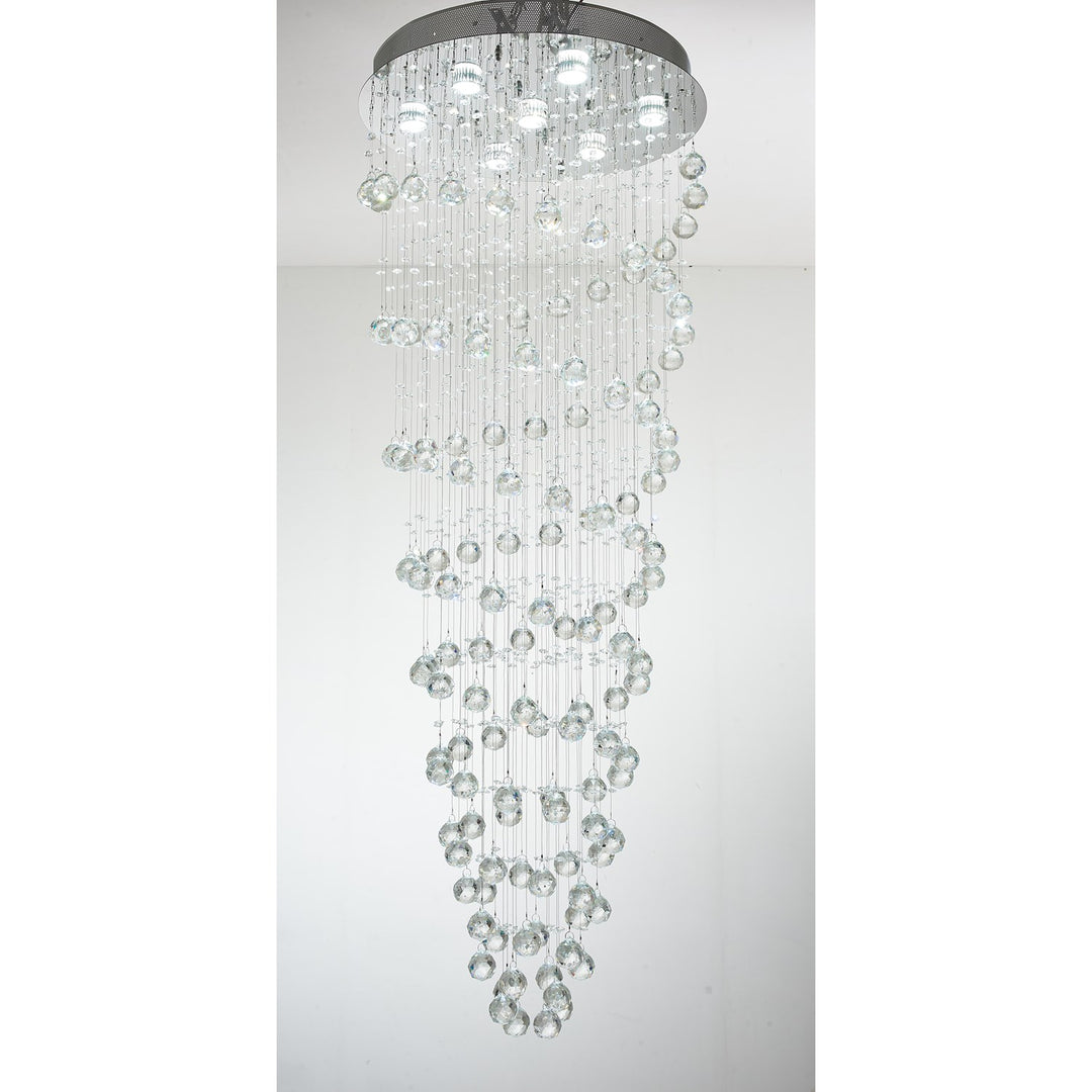 7 Light Clear Crystal Double Spiral Ceiling Fixture