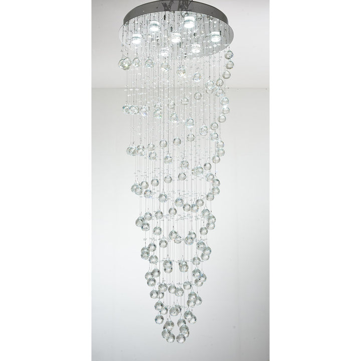 7 Light Clear Crystal Double Spiral Ceiling Fixture