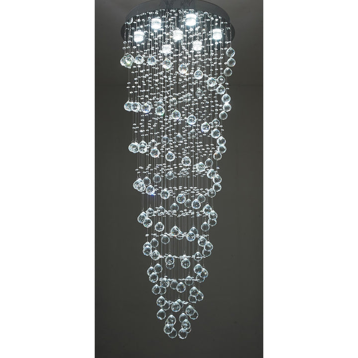 7 Light Clear Crystal Double Spiral Ceiling Fixture