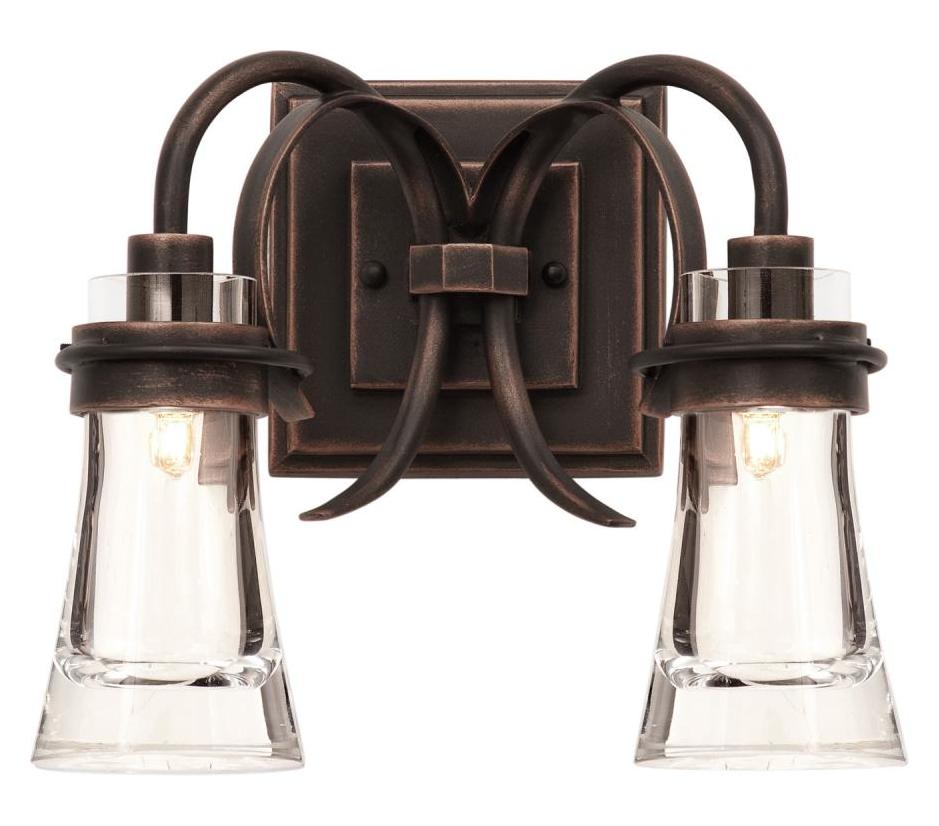 Antique Copper  2 Light Reversible Vanity Light by Kalco