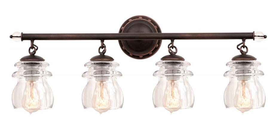 Antique Copper  4 Light Bathroom Vanity Light by Kalco