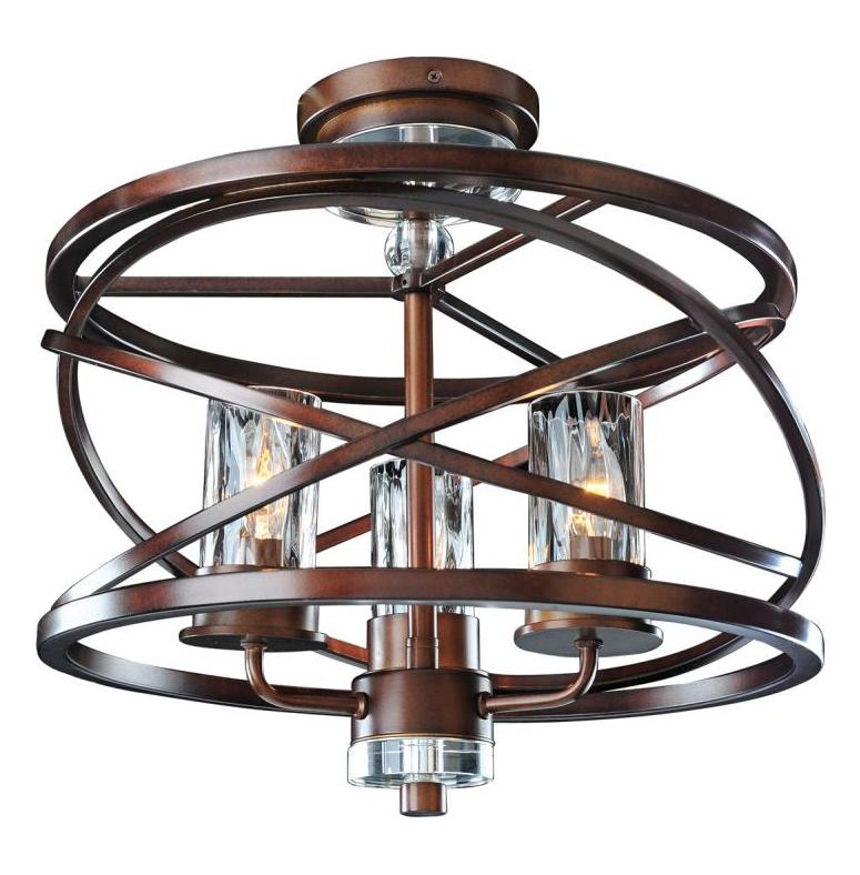 Etruscan Bronze  3 Light Semi-Flush Ceiling Fixture by Kalco