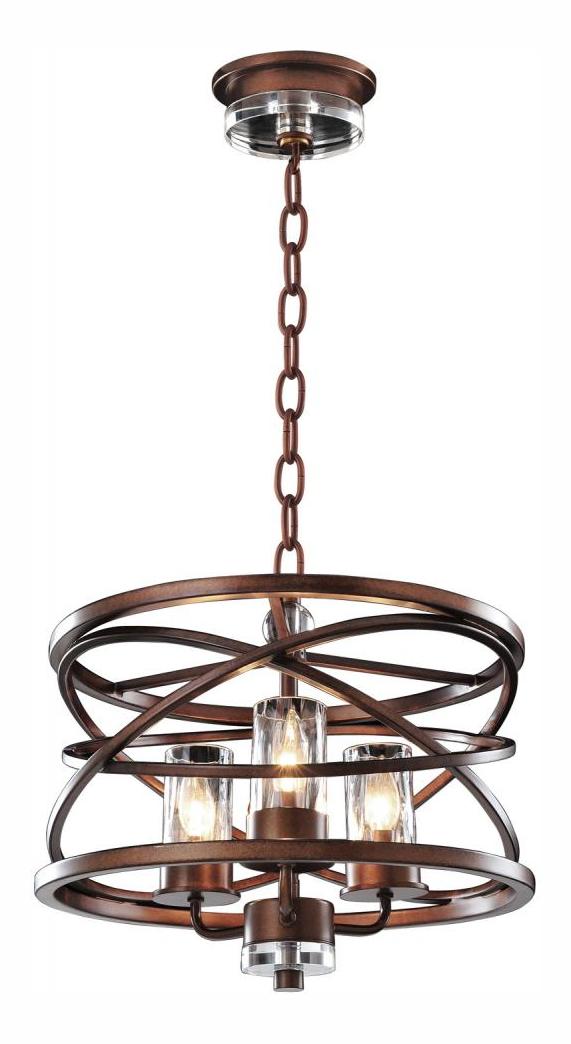 Etruscan Bronze  3 Light Drum Pendant by Kalco