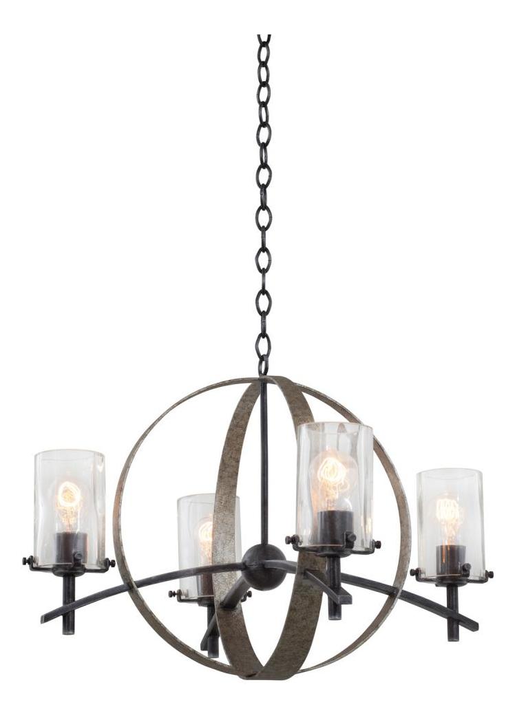 Vintage Iron  4 Light 1 Tier Chandelier by Kalco