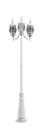 White 3 Light 84in. 3 Head Post Lantern with Clear Beveled Glass by Designers Fountain