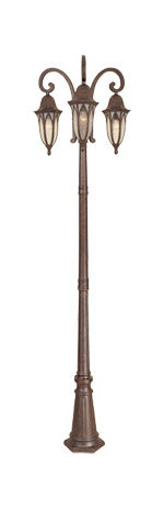 Burnished Antique Copper 3 Light 3 Head Cast Aluminum Post Lantern by Designers Fountain