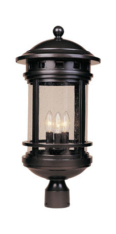 Oil Rubbed Bronze W/Seedy 3 Light 11in Cast Aluminum Post Lantern by Designers Fountain