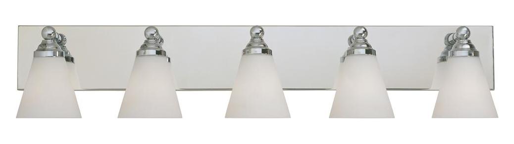 Chrome Contemporary Five Light 500W Bathroom Wall Fixture  Collection by Designers Fountain