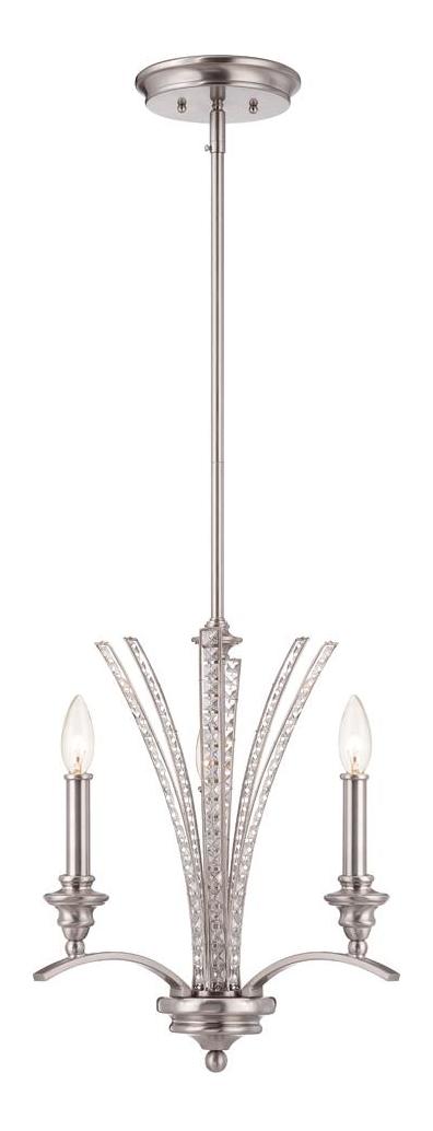 Satin Platinum  3 Light 1 Tier Mini Crystal Chandelier by Designers Fountain