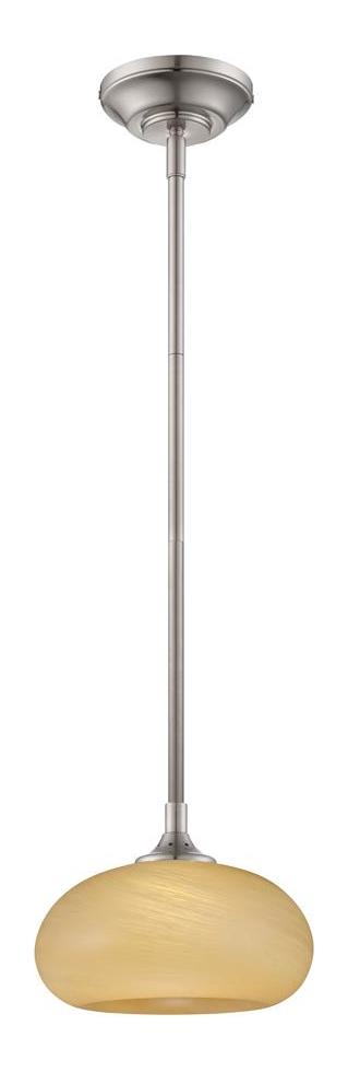 Satin Platinum French Swirl  1 Light Led Mini Pendant by Designers Fountain