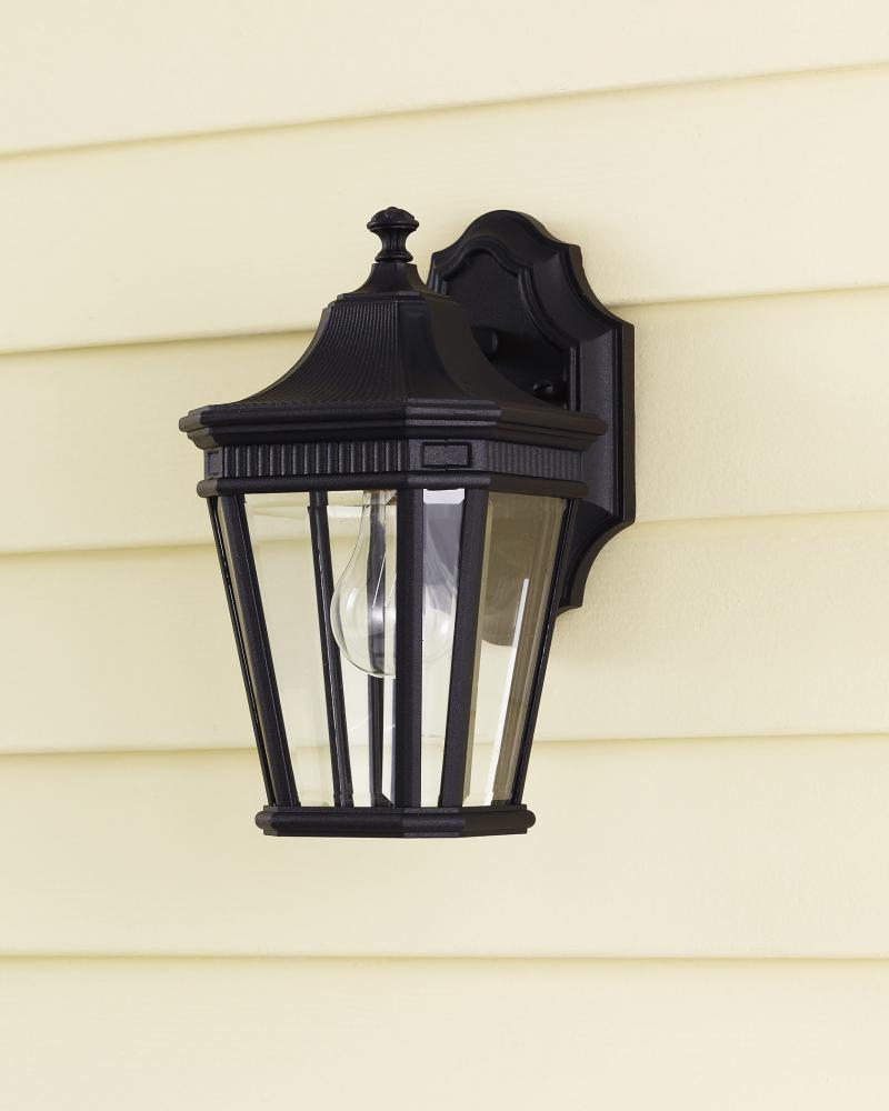 One Light Black Clear Beveled Glass Wall Lantern by Generation Lighting