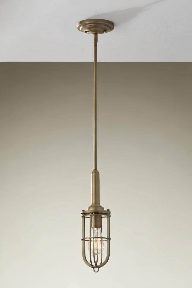 One Light Dark Antique Brass Down Mini Pendant by Generation Lighting